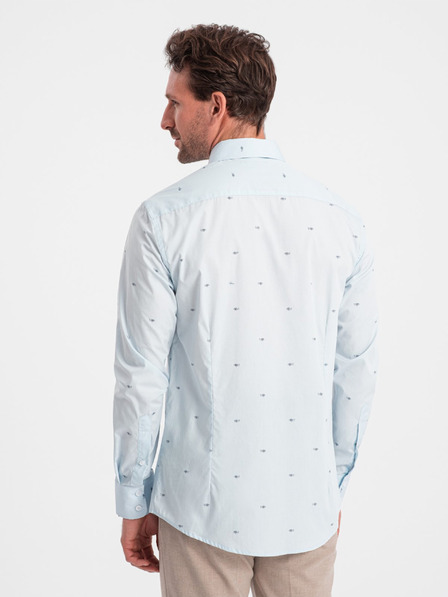 Ombre Clothing Világoskék férfi mintás póló Ombre ruházat