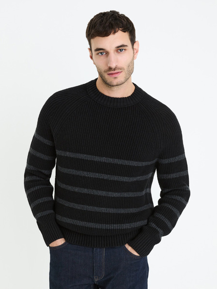 Celio Fekete férfi csíkos pulóver Celio Fepimpol