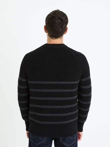 Celio Fekete férfi csíkos pulóver Celio Fepimpol