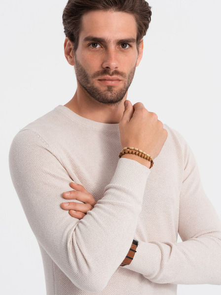 Ombre Clothing Bézs férfi pulóver Ombre ruházat