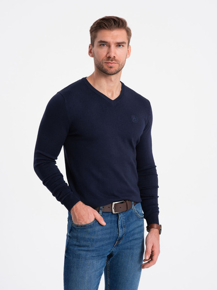 Ombre Clothing Sötétkék férfi pulóver Ombre ruházat