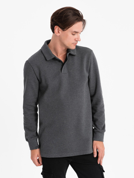 Ombre Clothing Szürke férfi alap gallérral ellátott melegítőfelső Ombre Ruházat