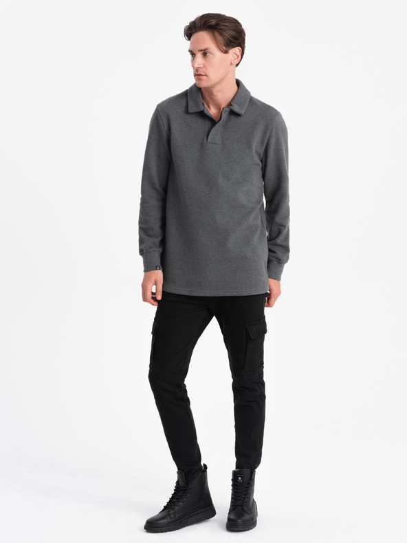 Ombre Clothing Szürke férfi alap gallérral ellátott melegítőfelső Ombre Ruházat