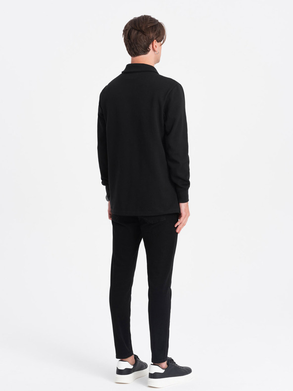 Ombre Clothing Fekete férfi alapvető gallérja melegítőfelső Ombre ruházat