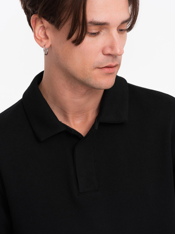 Ombre Clothing Fekete férfi alapvető gallérja melegítőfelső Ombre ruházat