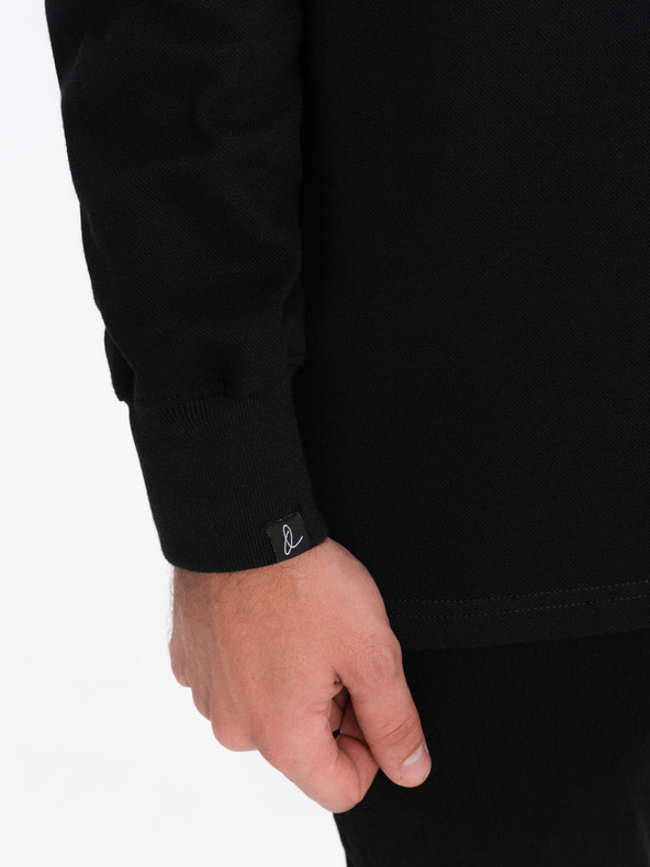 Ombre Clothing Fekete férfi alapvető gallérja melegítőfelső Ombre ruházat