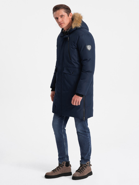 Ombre Clothing Sötétkék férfi télikabát műszőrmével Ombre Clothing Alaskan Alaskan