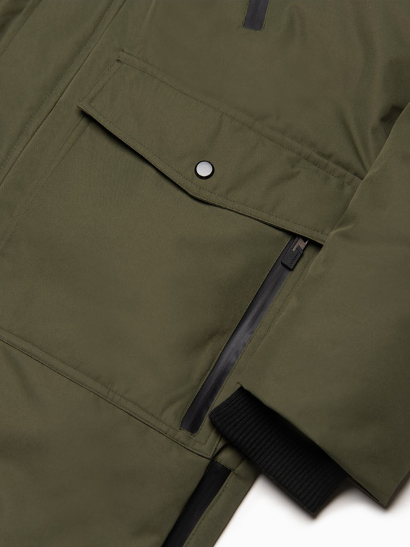 Ombre Clothing Férfi zöld műszőrme télikabát Ombre Clothing Alaskan férfi télikabát Ombre Clothing Alaskan