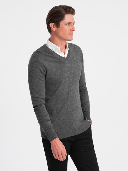 Ombre Clothing Szürke Férfi inggalléros pulóver Ombre ruházat