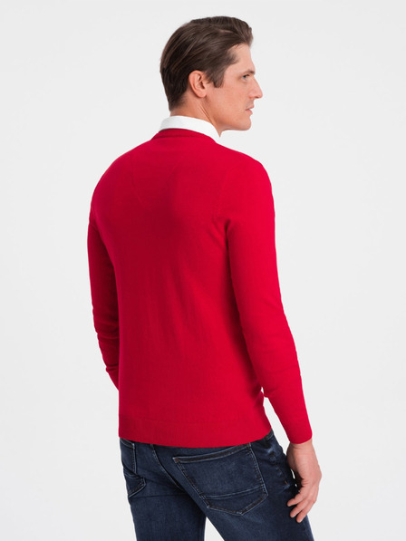 Ombre Clothing Piros férfi inggalléros pulóver Ombre ruházat
