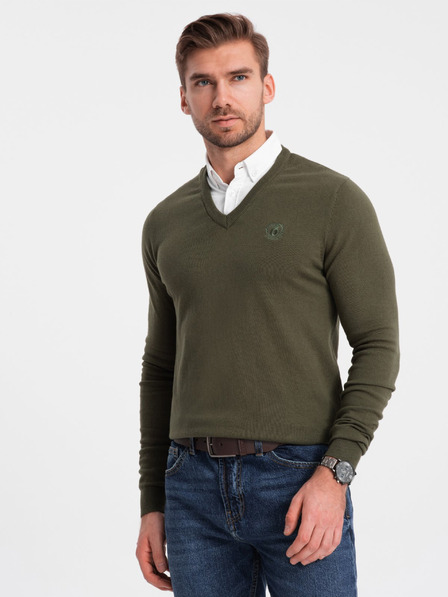 Ombre Clothing Zöld Férfi ing gallér pulóver Ombre ruházat