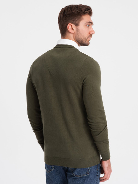 Ombre Clothing Zöld Férfi ing gallér pulóver Ombre ruházat