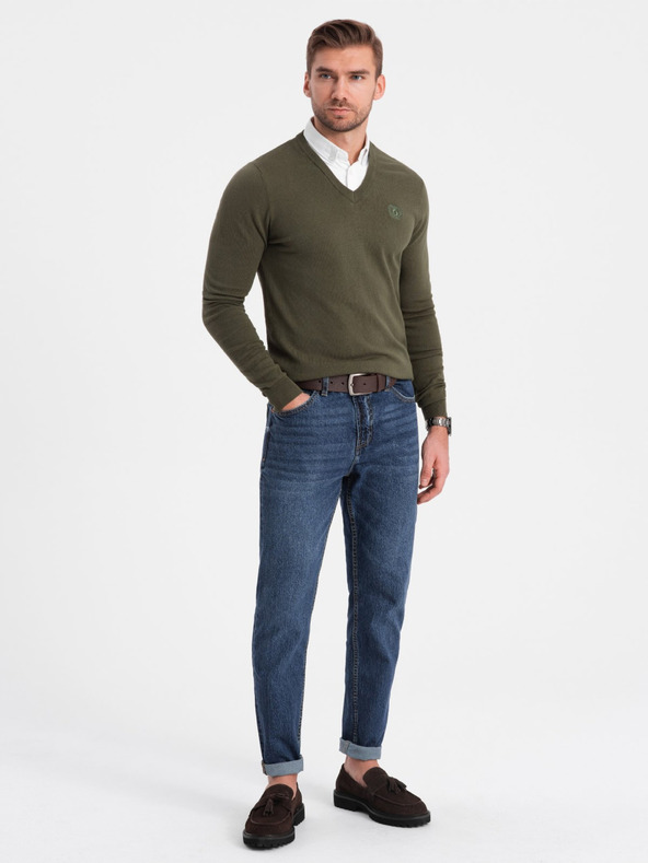 Ombre Clothing Zöld Férfi ing gallér pulóver Ombre ruházat