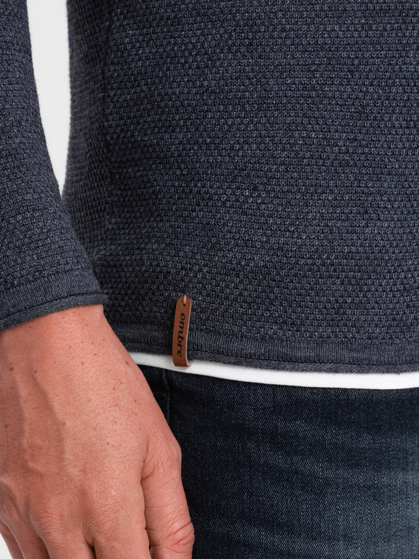 Ombre Clothing Sötétkék férfi pulóver Ombre ruházat