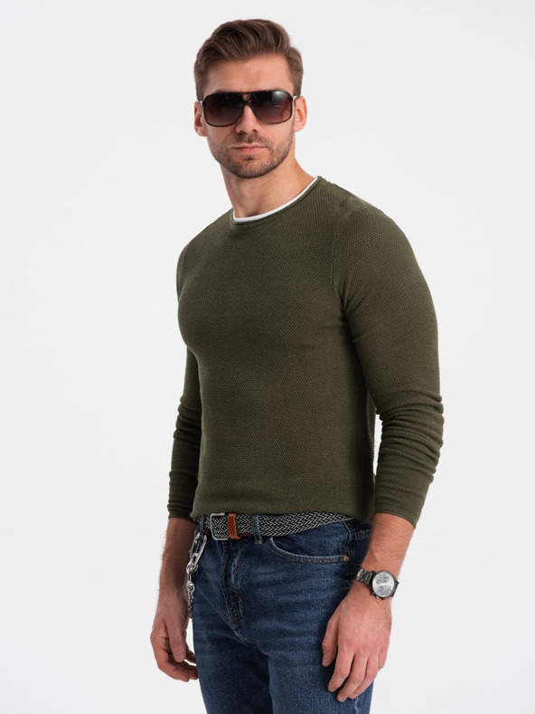 Ombre Clothing Khaki férfi pulóver Ombre ruházat