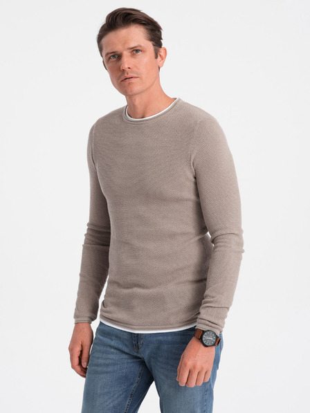 Ombre Clothing Bézs férfi pulóver Ombre ruházat