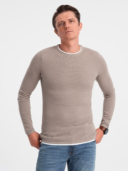 Ombre Clothing Bézs férfi pulóver Ombre ruházat