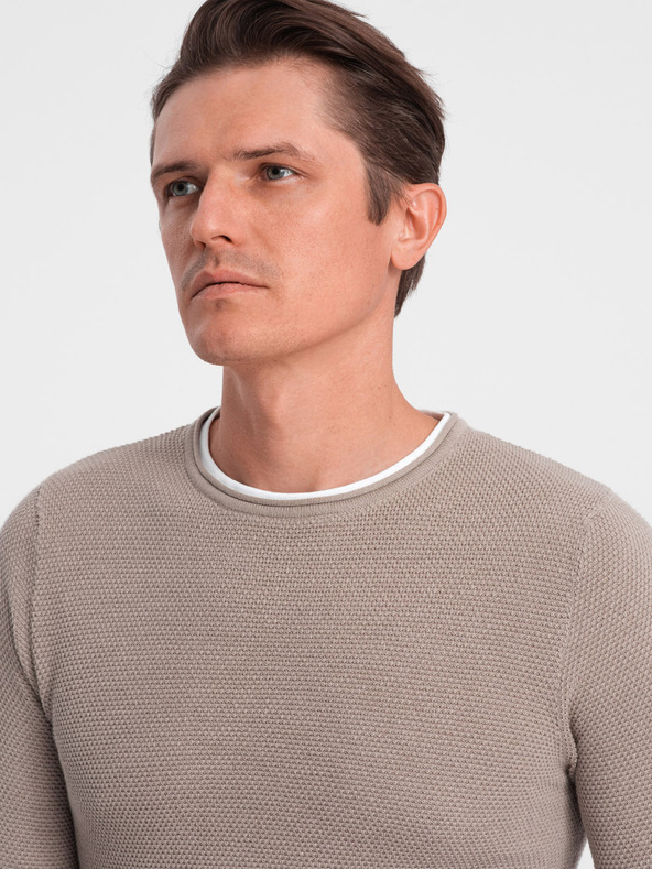 Ombre Clothing Bézs férfi pulóver Ombre ruházat