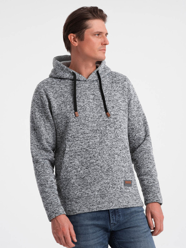 Ombre Clothing Szürke Férfi brindle kapucnis pulóver Ombre Ruházat