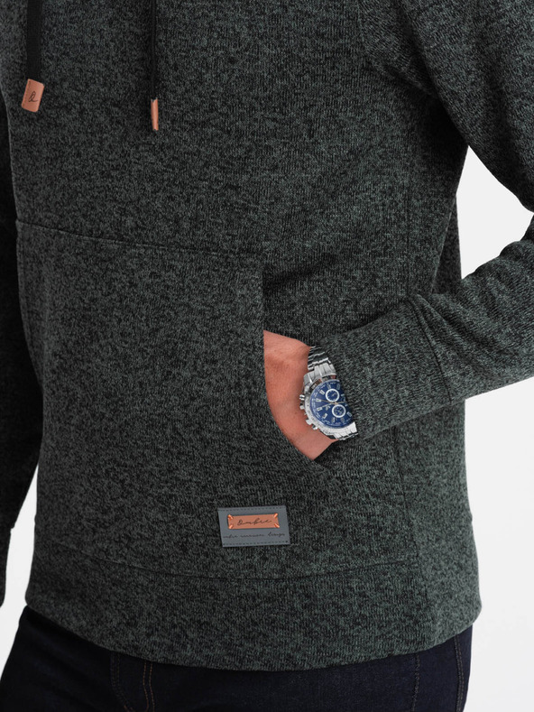 Ombre Clothing Sötétzöld férfi brindle kapucnis dzseki Ombre Ruházat