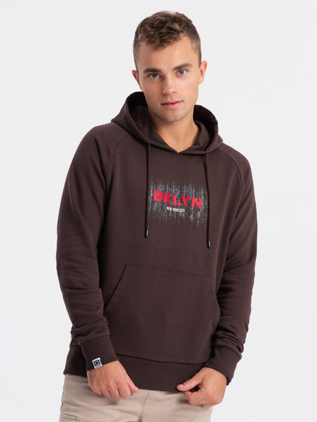 Ombre Clothing Sötétbarna férfi nyomtatott melegítőfelső Ombre Ruházat