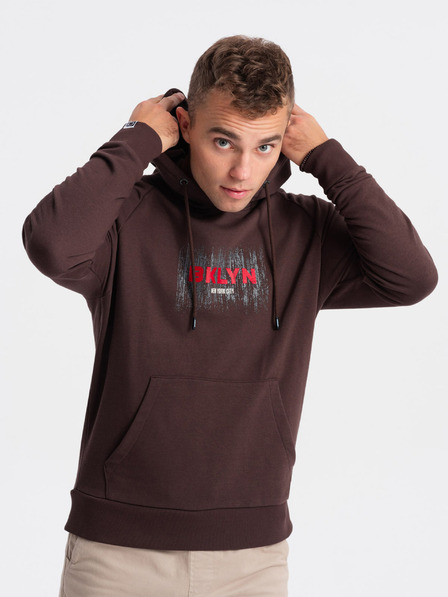 Ombre Clothing Sötétbarna férfi nyomtatott melegítőfelső Ombre Ruházat