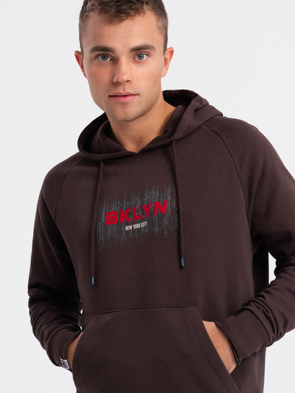 Ombre Clothing Sötétbarna férfi nyomtatott melegítőfelső Ombre Ruházat