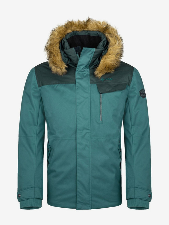 Kilpi Petrol színű férfi télikabát műszőrmével Kilpi ALPHA