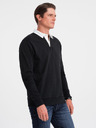 Ombre Clothing Fekete Férfi galléros melegítőfelső Ombre ruházat