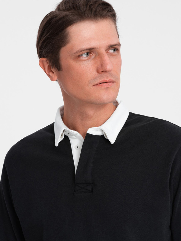 Ombre Clothing Fekete Férfi galléros melegítőfelső Ombre ruházat