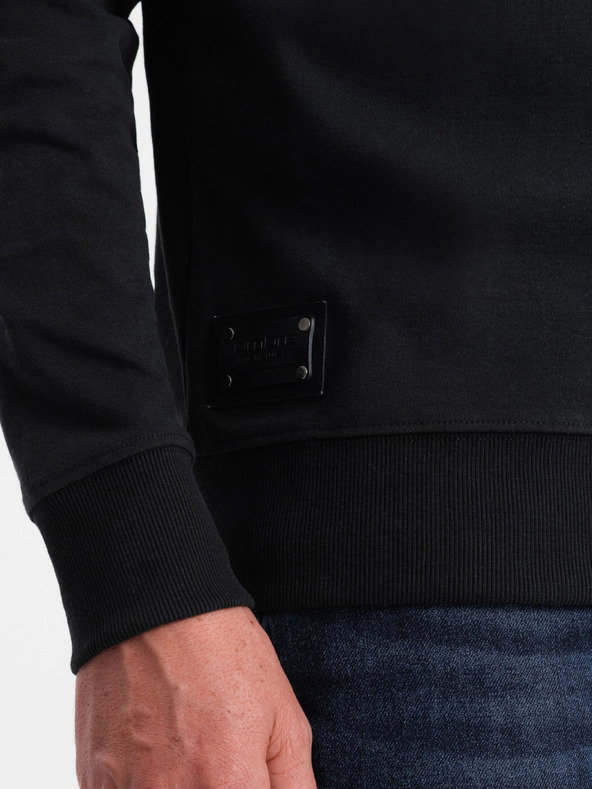 Ombre Clothing Fekete Férfi galléros melegítőfelső Ombre ruházat