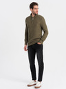 Ombre Clothing Khaki férfi galléros pulóver Ombre Ruházat