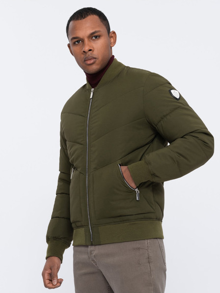 Ombre Clothing Khaki színű férfi steppelt bomber Ombre ruházat