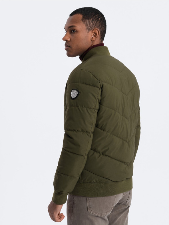 Ombre Clothing Khaki színű férfi steppelt bomber Ombre ruházat