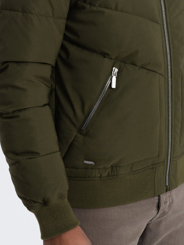 Ombre Clothing Khaki színű férfi steppelt bomber Ombre ruházat