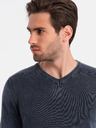 Ombre Clothing Sötétkék férfi alap v-nyakú pulóver Ombre Clothing