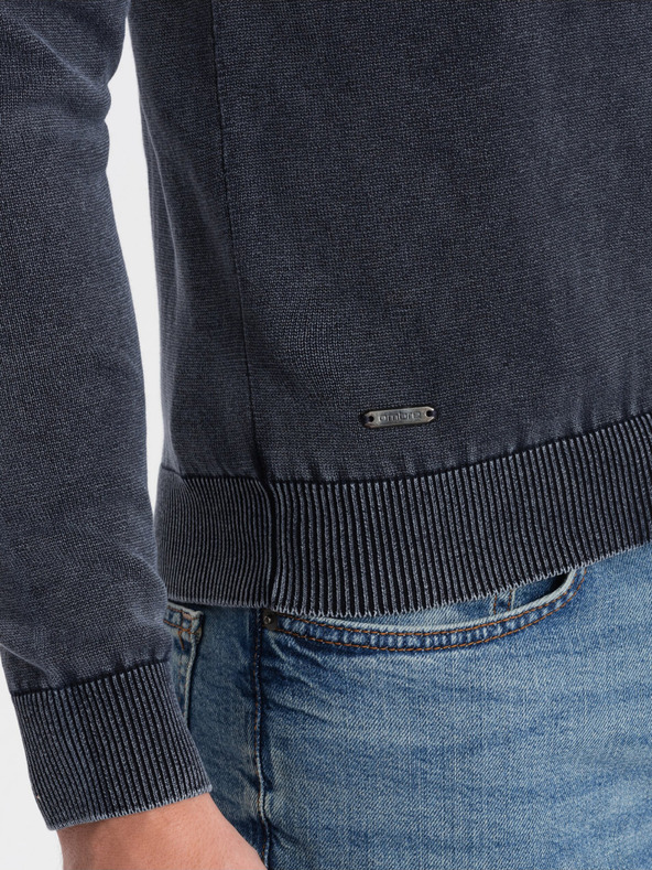 Ombre Clothing Sötétkék férfi alap v-nyakú pulóver Ombre Clothing