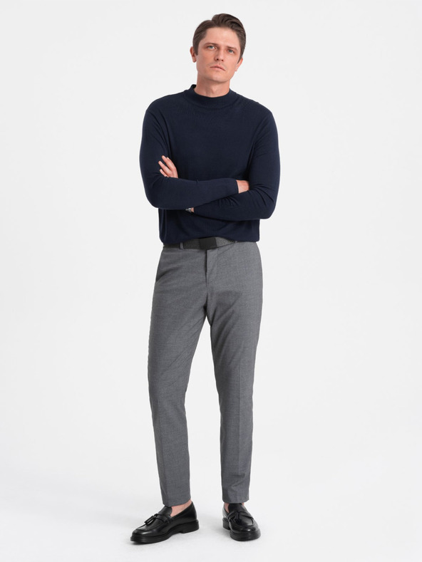 Ombre Clothing Sötétkék férfi alap pulóver állógallérral Ombre Ruházat