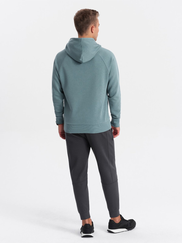 Ombre Clothing Kék férfi kapucnis pulóver nyomtatással Ombre ruházat