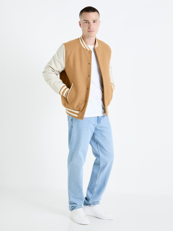 Celio Férfi bézs színű gyapjúkeverék bomber Celio Fuvarsi
