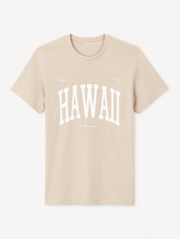 Celio Férfi bézs színű póló Celio Jeville