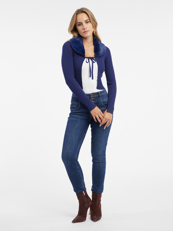 Orsay ORSAY kék női kardigán műszőrmével