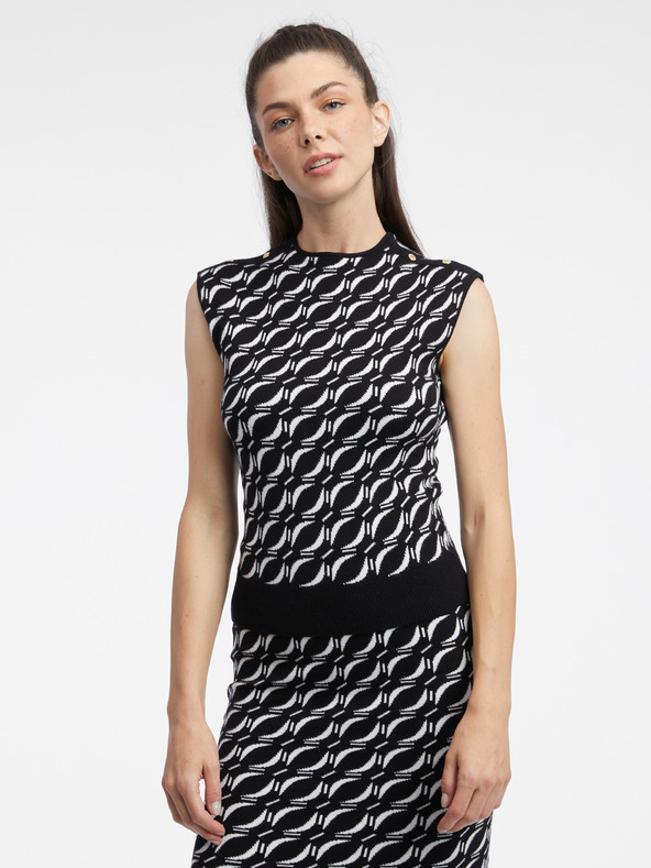 Orsay ORSAY fehér-fekete női mintás pulóver felső