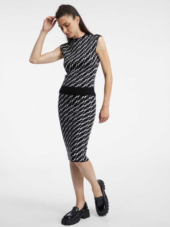 Orsay ORSAY fehér-fekete női mintás pulóver felső