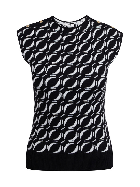 Orsay ORSAY fehér-fekete női mintás pulóver felső