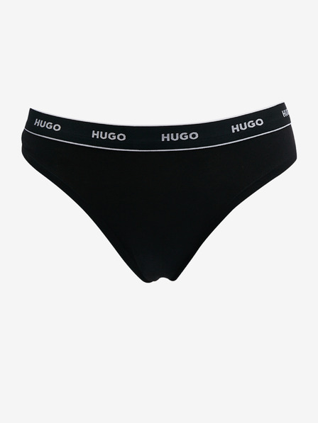 HUGO Három darabos női tangakészlet fekete színben HUGO