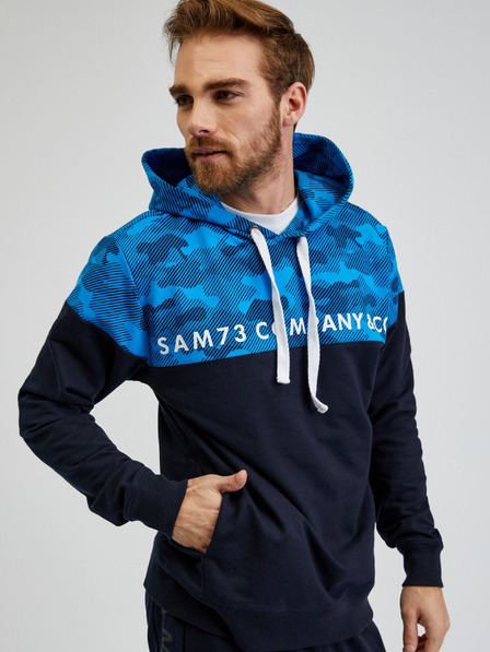 Sam 73 Kék férfi kapucnis pulóver SAM73 Aquamarine