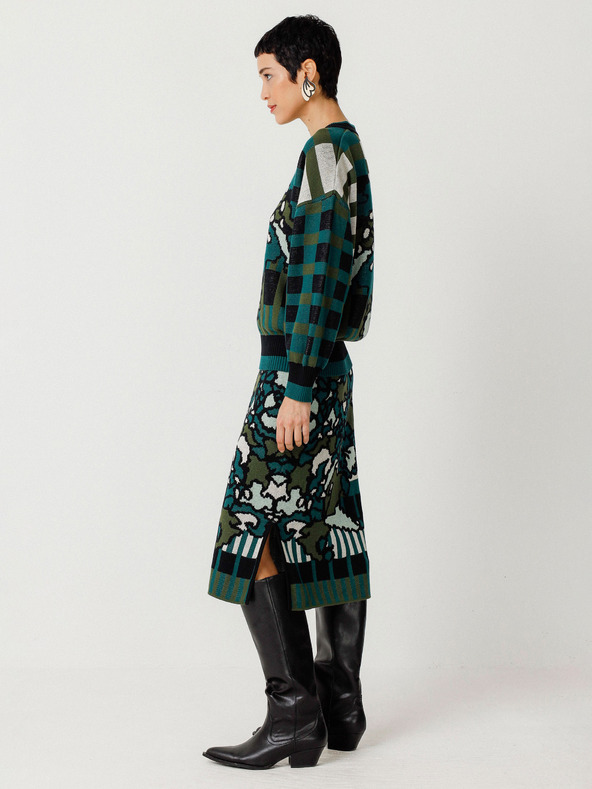 SKFK SKFK Suéter Larhun Zöld női virágos kardigán