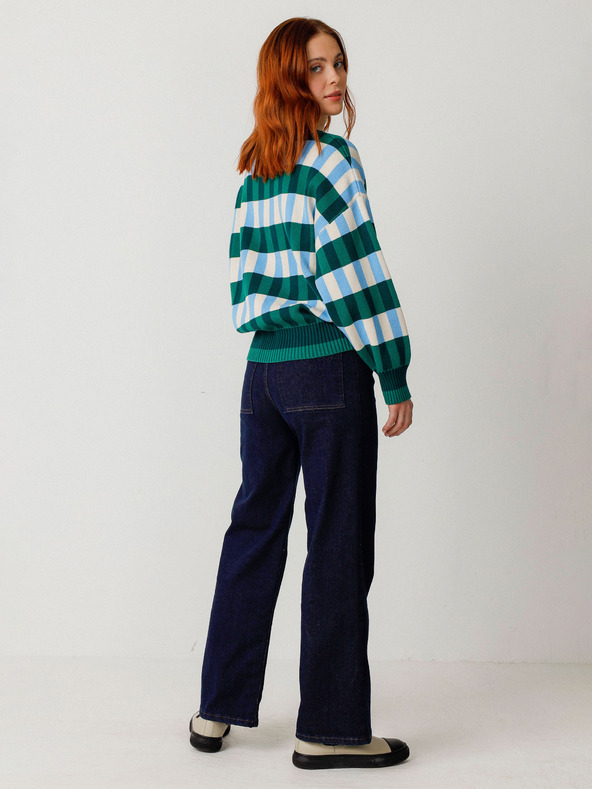 SKFK SKFK Suéter Larhun kék-zöld női kockás kardigán