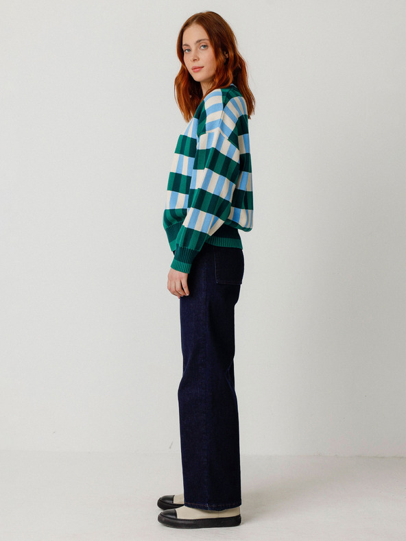 SKFK SKFK Suéter Larhun kék-zöld női kockás kardigán